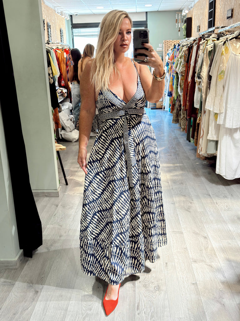 Navy and Gold Boho Dress