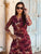 Ysée Printed Mesh Midi Dress - Burgundy