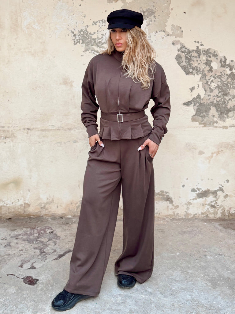 Mocha Belted Silhouette Lounge Set