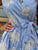 Azure Pinstriped Embroidered Étoile Wrap Dress