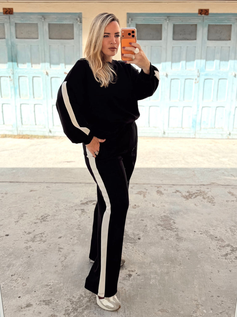 Black and White Stripe Tracksuit