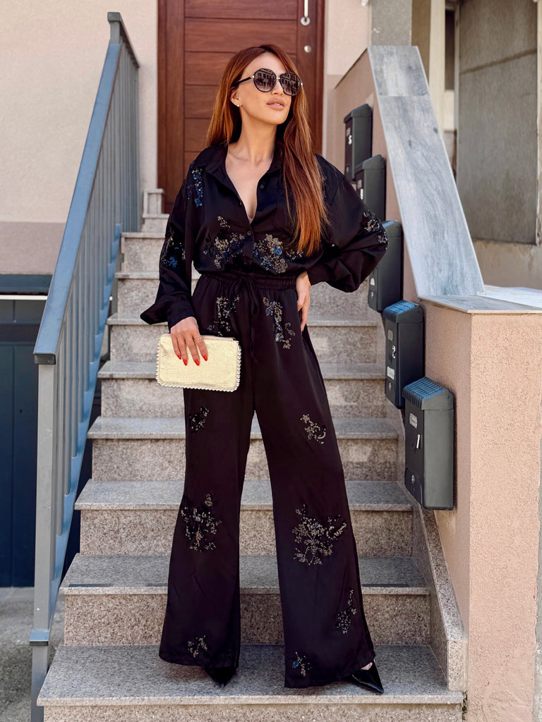 Roma Embellished Silk Jumpsuit