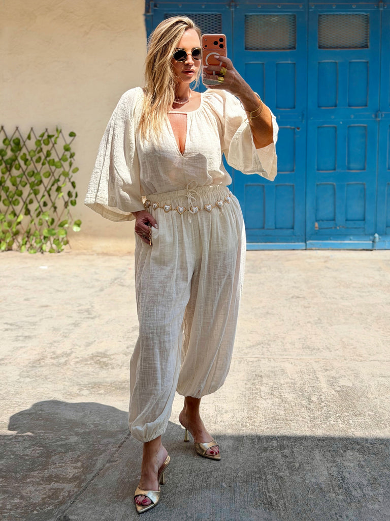 The Capri Cotton Tunic Set - Ivory
