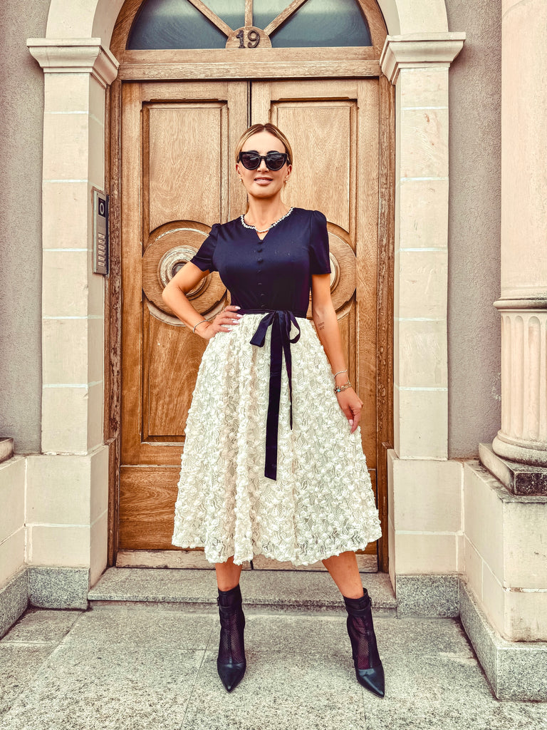 Midnight Rose Midi Dress