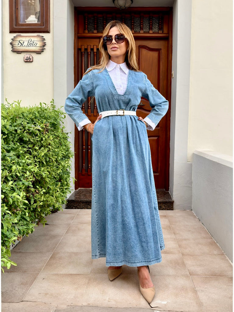 Harper Denim Maxi Dress