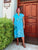 Turquoise Pure Linen Midi Dress