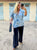 Blue Floral Cotton Linen Top