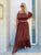 Mocha Off Shoulder Silk Dress