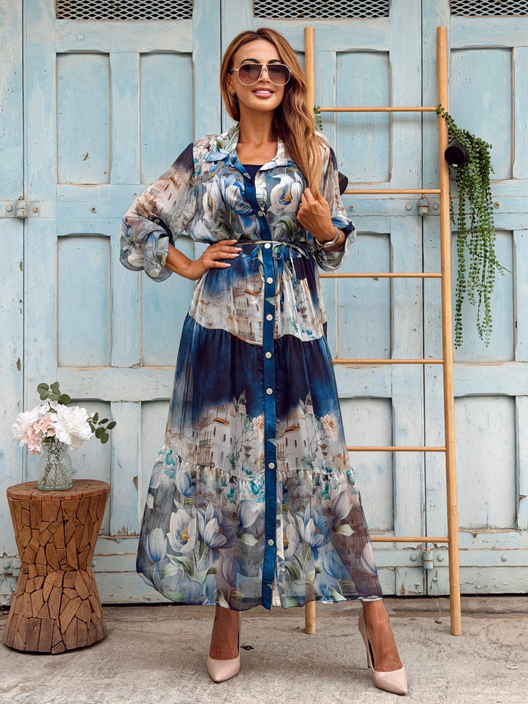 Maison Bleu Firenze Silk Shirt Dress