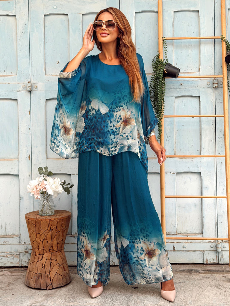 Petrol Lily Pure Silk Set