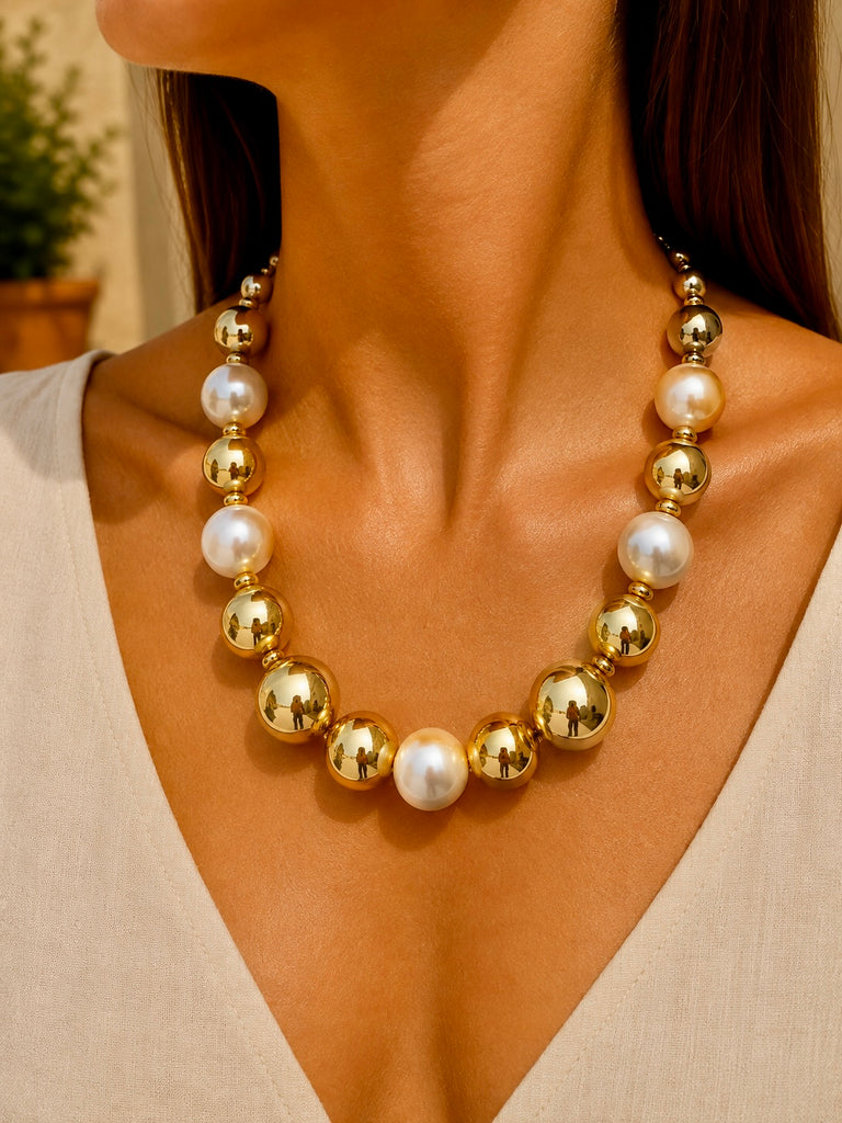 Lumière Pearl & Gold Statement Necklace
