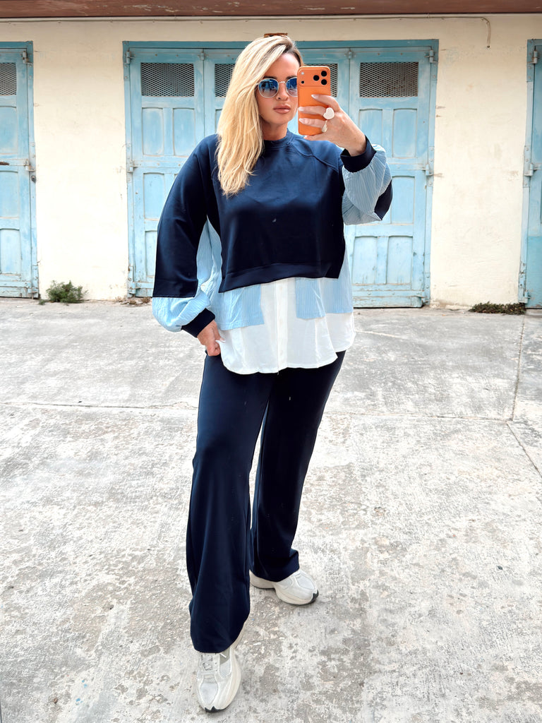 Navy Hybrid Shirt Tracksuit