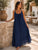 The Isadora Pure Silk Sequins Strap Maxi - Navy