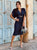 Maëlys Embellished Ruched Midi Dress - Navy Blue