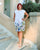 White and Floral Pure Linen Cap sleeve Dress