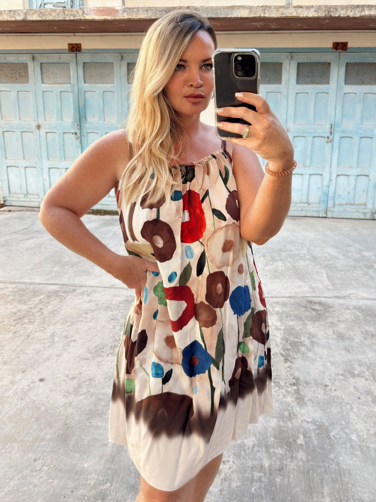 Beige Tulip Viscose Day Dress