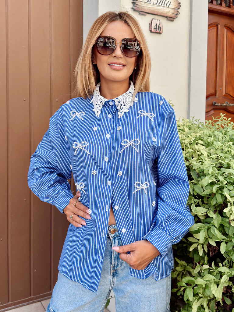 Amelie Bow Stripe Shirt