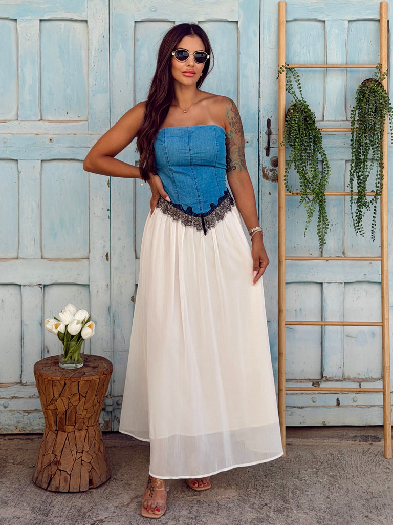 Denim Noir Maxi Dress