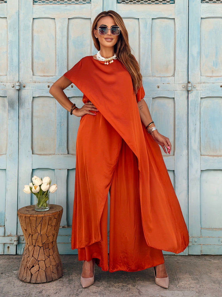 Sienna Cascade Silk Satin Co-Ord Set