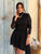 Vionette Floral Mesh Lace Dress - Black
