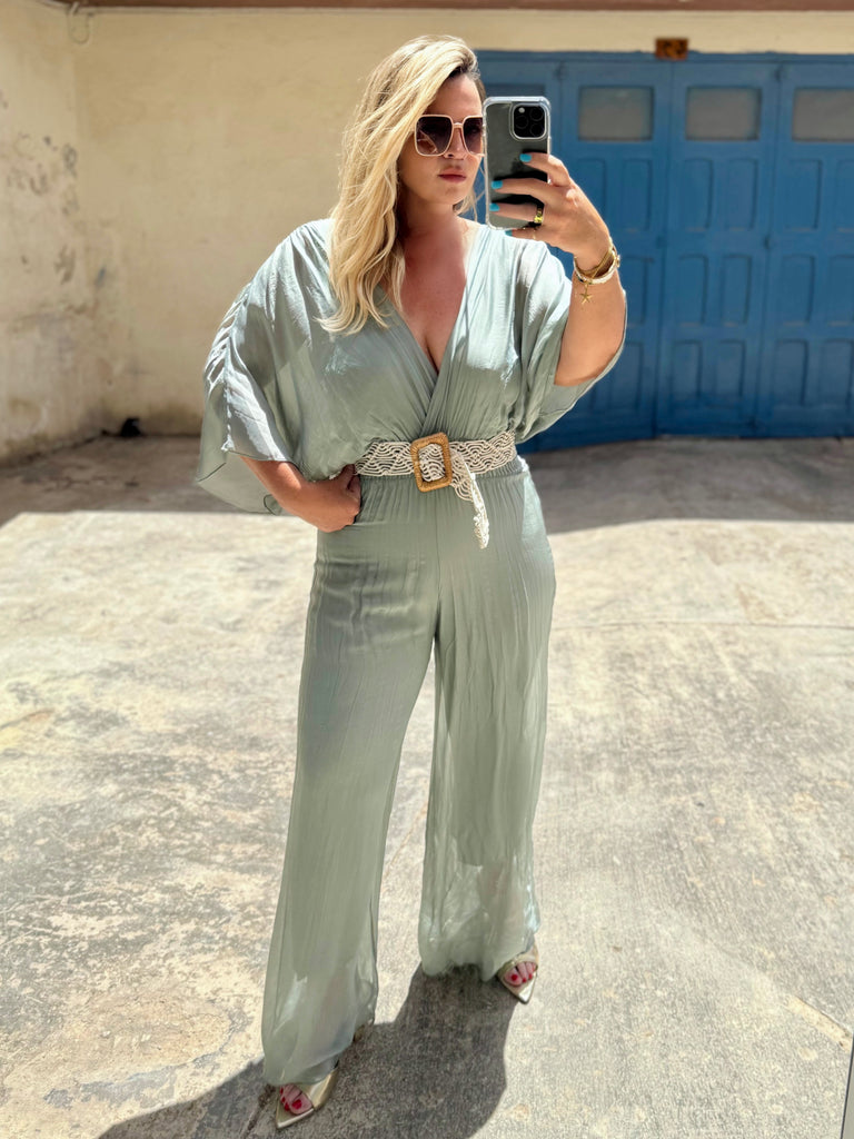 Sage Sands Silk Jumpsuit