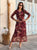 Ysée Printed Mesh Midi Dress - Burgundy
