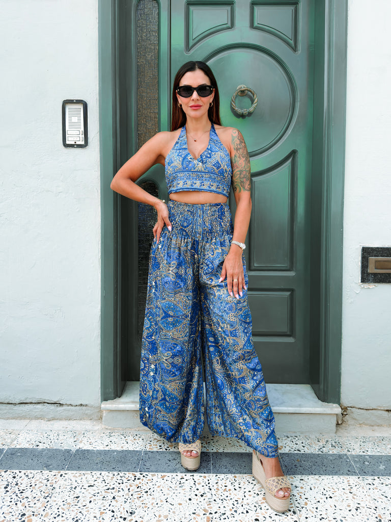 Blue Halter Boho Co-ord