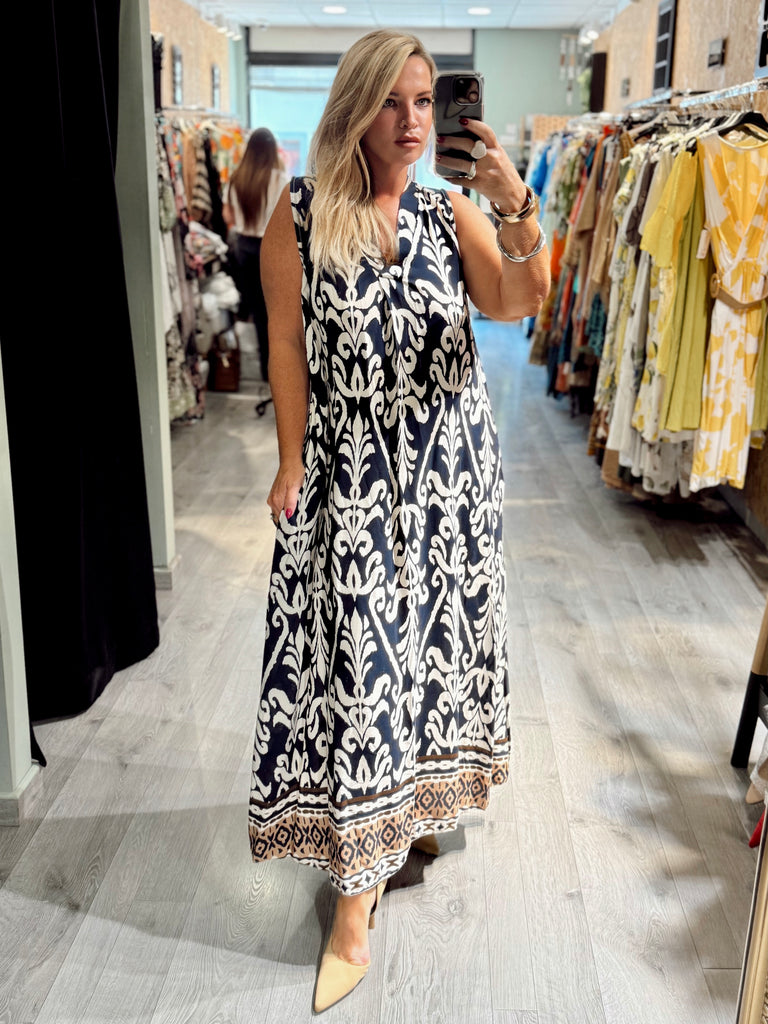 Navy and White Baroque Dress