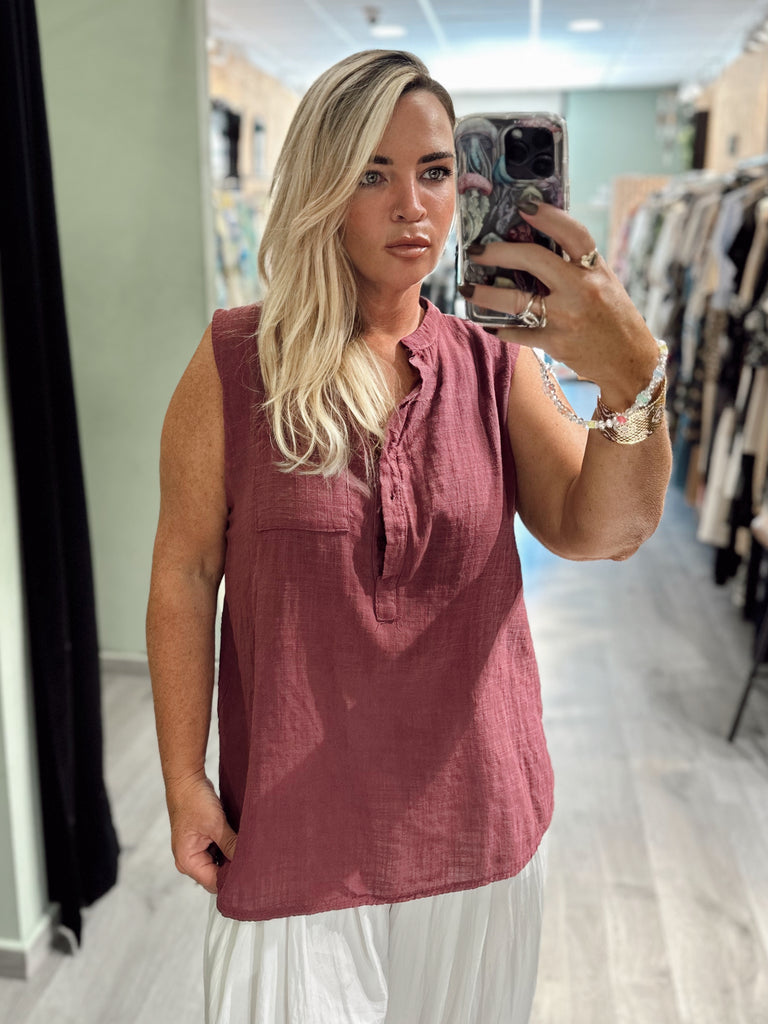 Plum Cotton Linen Top