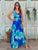 Azure Bloom Pure Silk Maxi Dress
