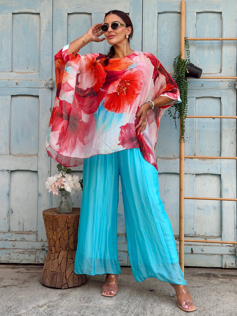 Corallo Aqua Bloom Pure Silk Set