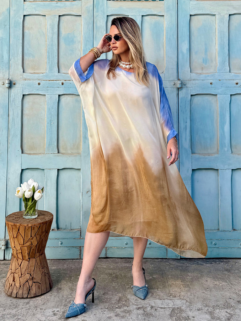 Santorini Dune Silk Kaftan