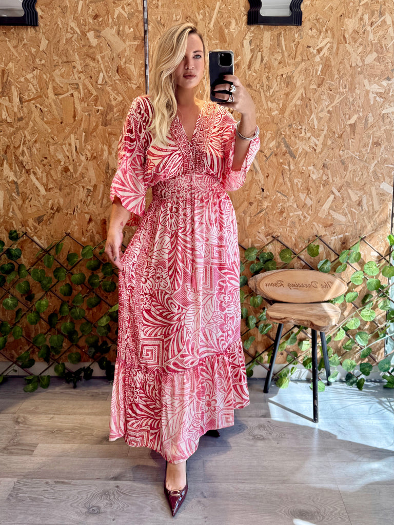 Fucshia and Pearl Boho Dress