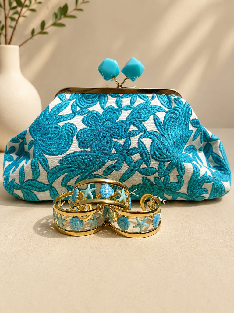 Turqoise Fiorenza Clutch Bag