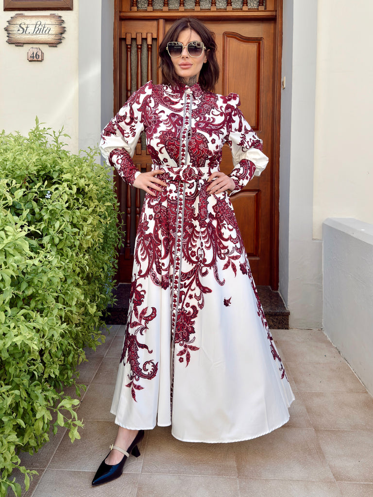 Bordeaux Royale Maxi Shirt Dress