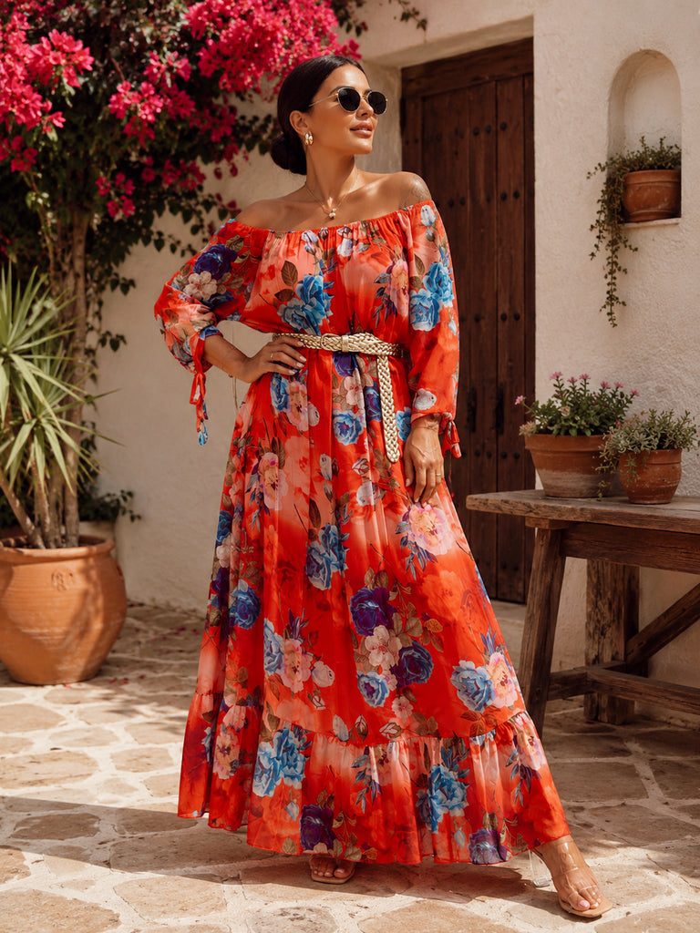 Corallo Jardin Silk Maxi Dress