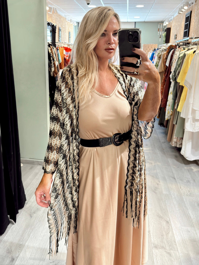 Black and Gold Crochet Kimono