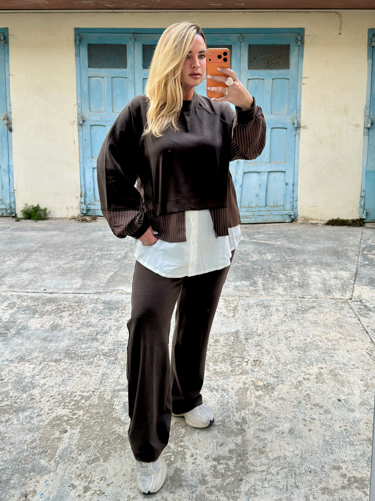 Mocha Hybrid Shirt Tracksuit