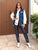 Navy Aria Leather Trousers
