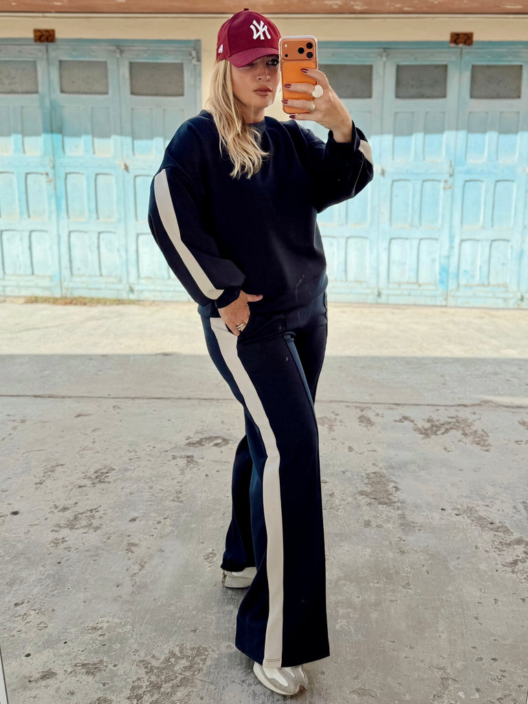 Navy and White Stripe Tracksuit