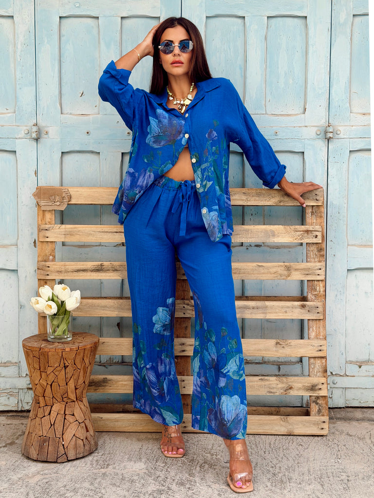 Monet Pure Linen Set – Sapphire