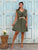 Khaki Sorrento Pure Linen Ruffle Dress