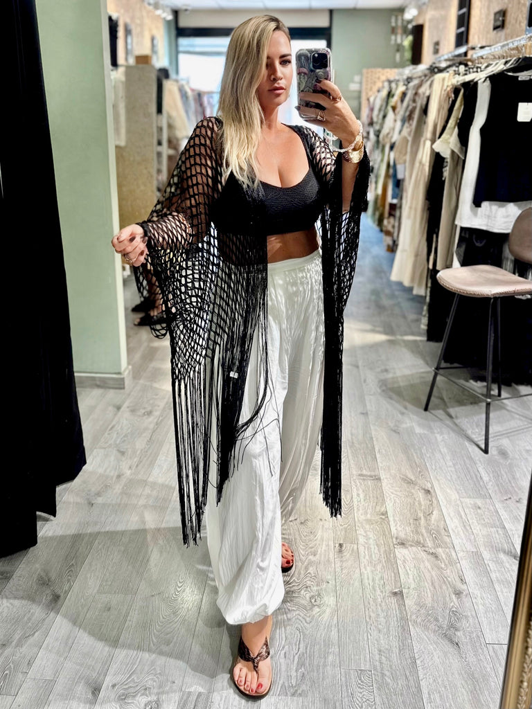 Black Crochet Kimono