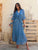 Riviera Blue Pure Silk Dress & Wrap Set