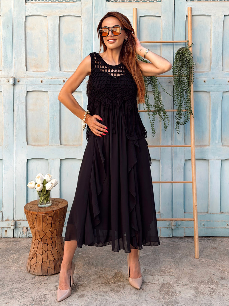 Noir Crochet Layered 2 piece set