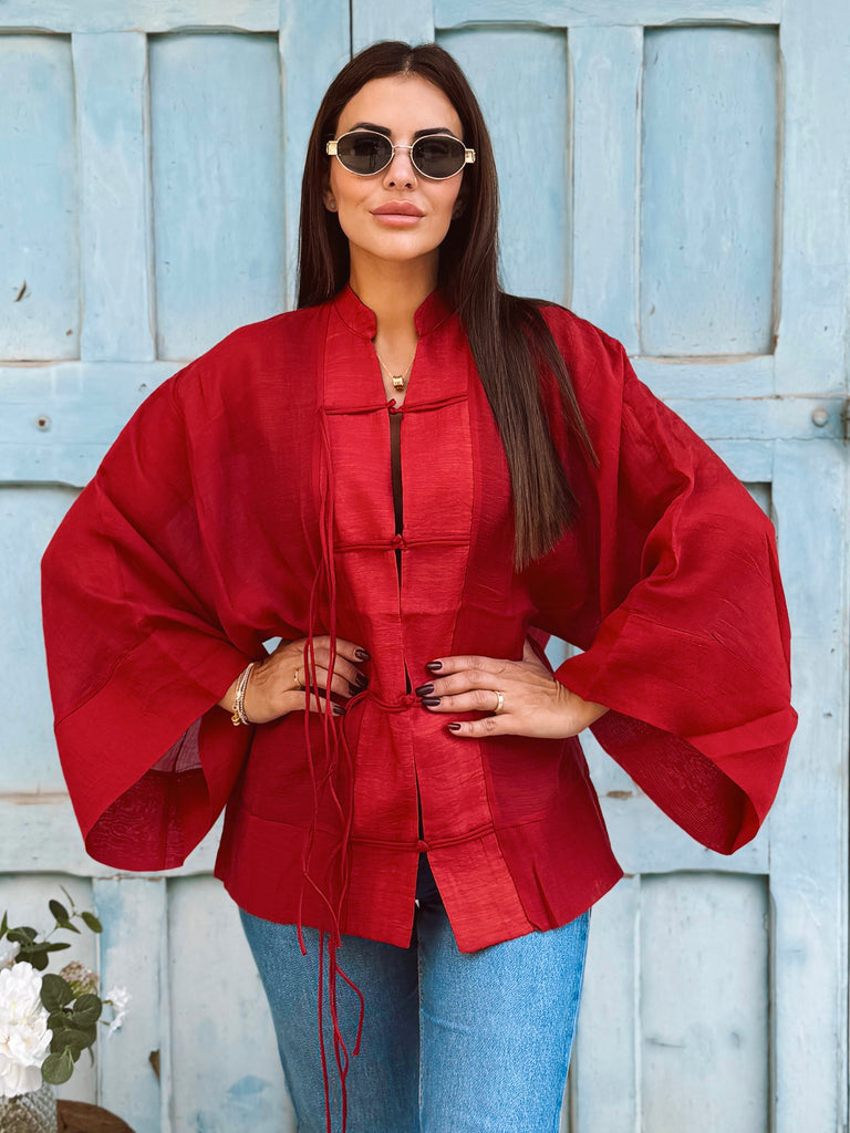 The Bellême Premium Blouse - Cherry