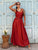 The Valentina Silky Satin Maxi Dress - Red Orange