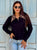 Cléa Jewel Leather Collar Knit Cardigan - Black