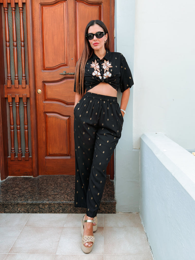 Black Beaded Boho Co-ord