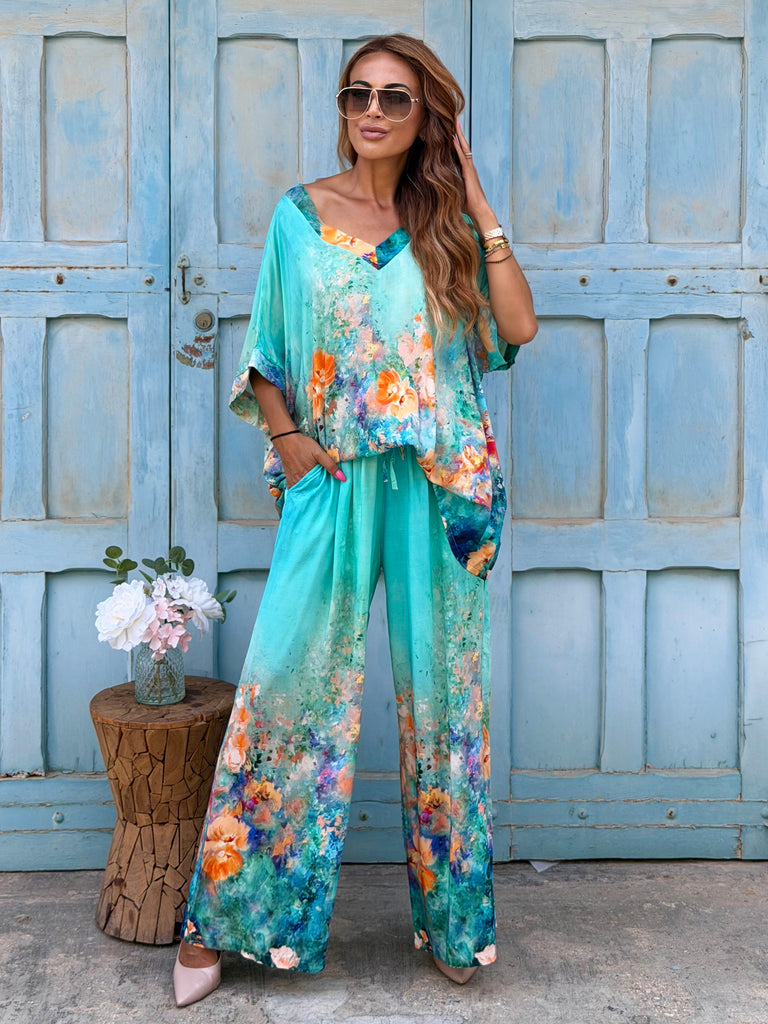 Jardin de Luxe Viscose Co-Ord - Turquoise